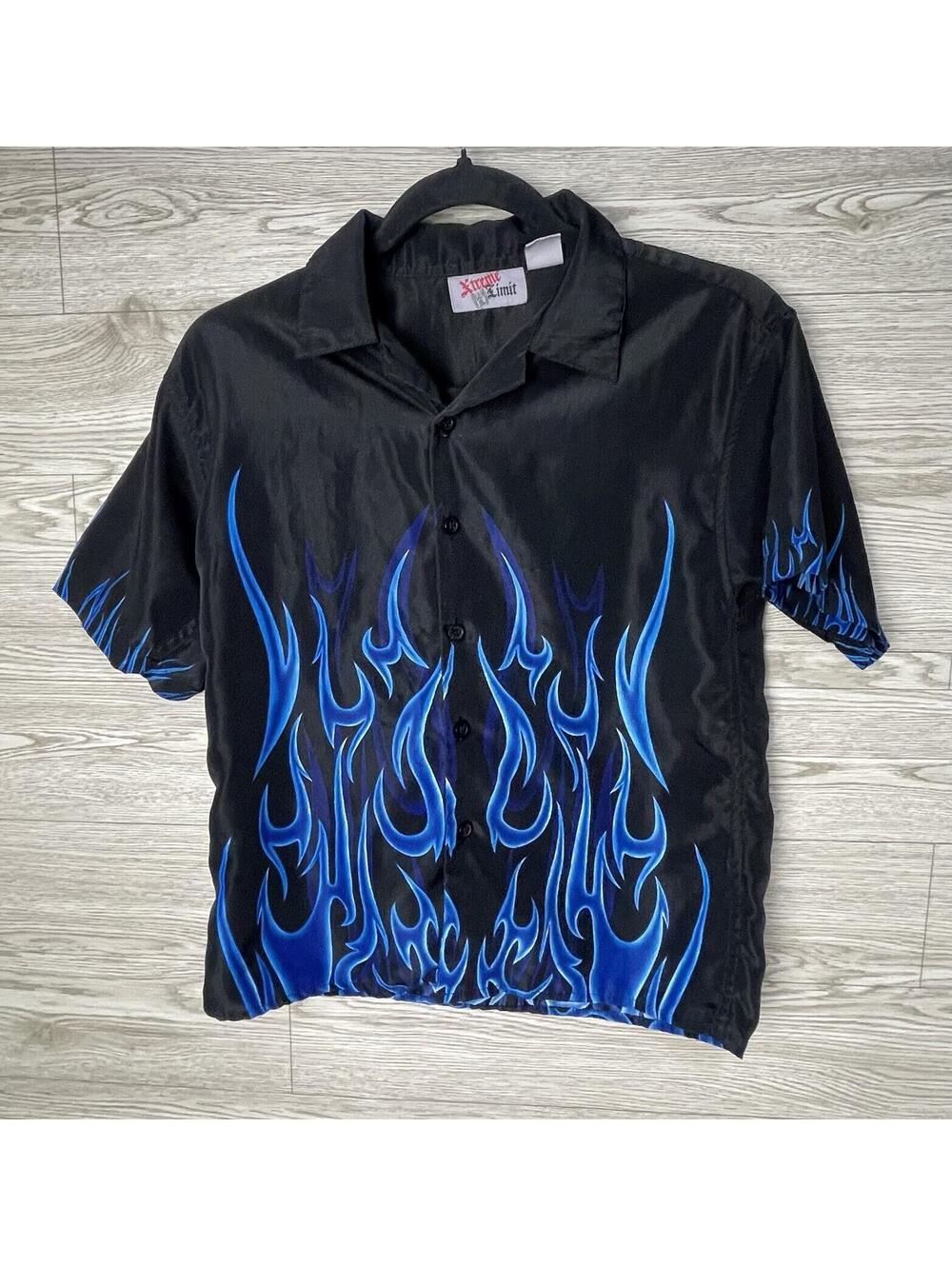 Vintage Y2K Xtreme Limit Button Up  Flames Youth 8
